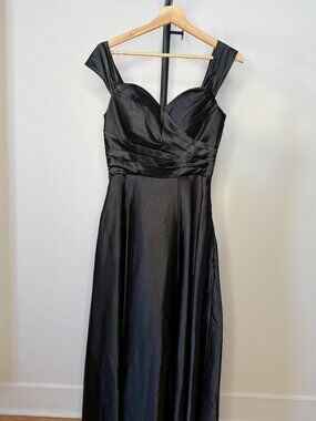 Black Off Shoulder Satin Wedding dress, SIZE 4
